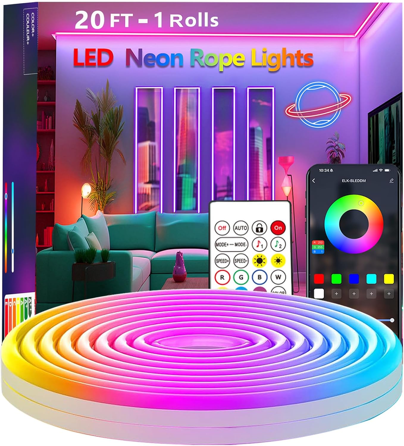 Outdoor Power Strip Weatherproof - Neonowe lampki sznurkowe, elastyczne lampki LED