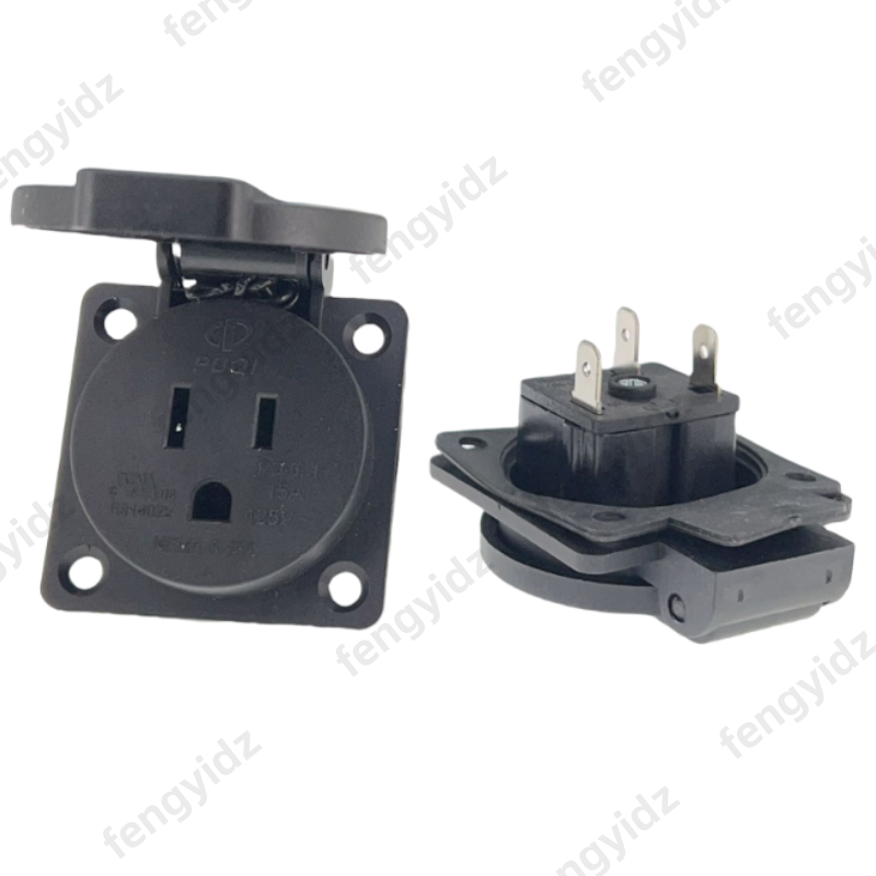 Outdoor Power Outlet Waterproof - Czarny 125V 15A 20A IP44 CE