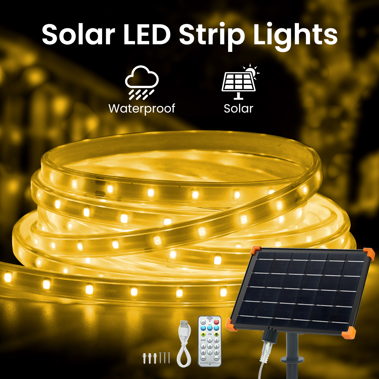 Outdoor Power Strip Weatherproof - 5V Solarna Taśma LED Zewnętrzna Wodoodporna