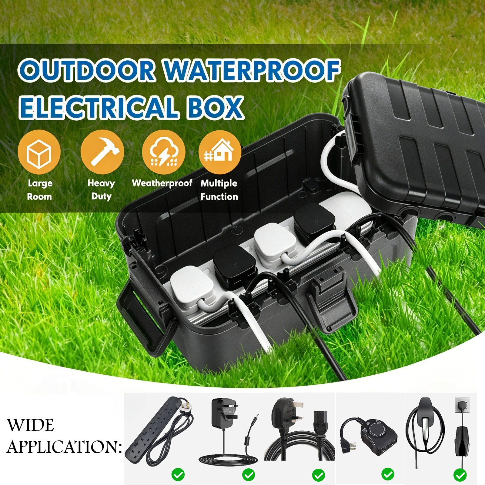 Outdoor Power Strip With Cover - Restmo Duży, wodoodporny, ekranowany skrzynka elektryczna