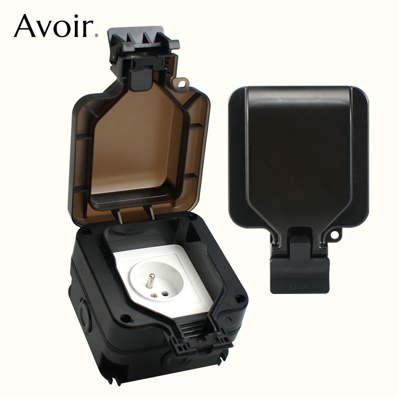 Outdoor Power Parts - Avoir IP66 wodoodporne gniazdo ścienne pojedyncze