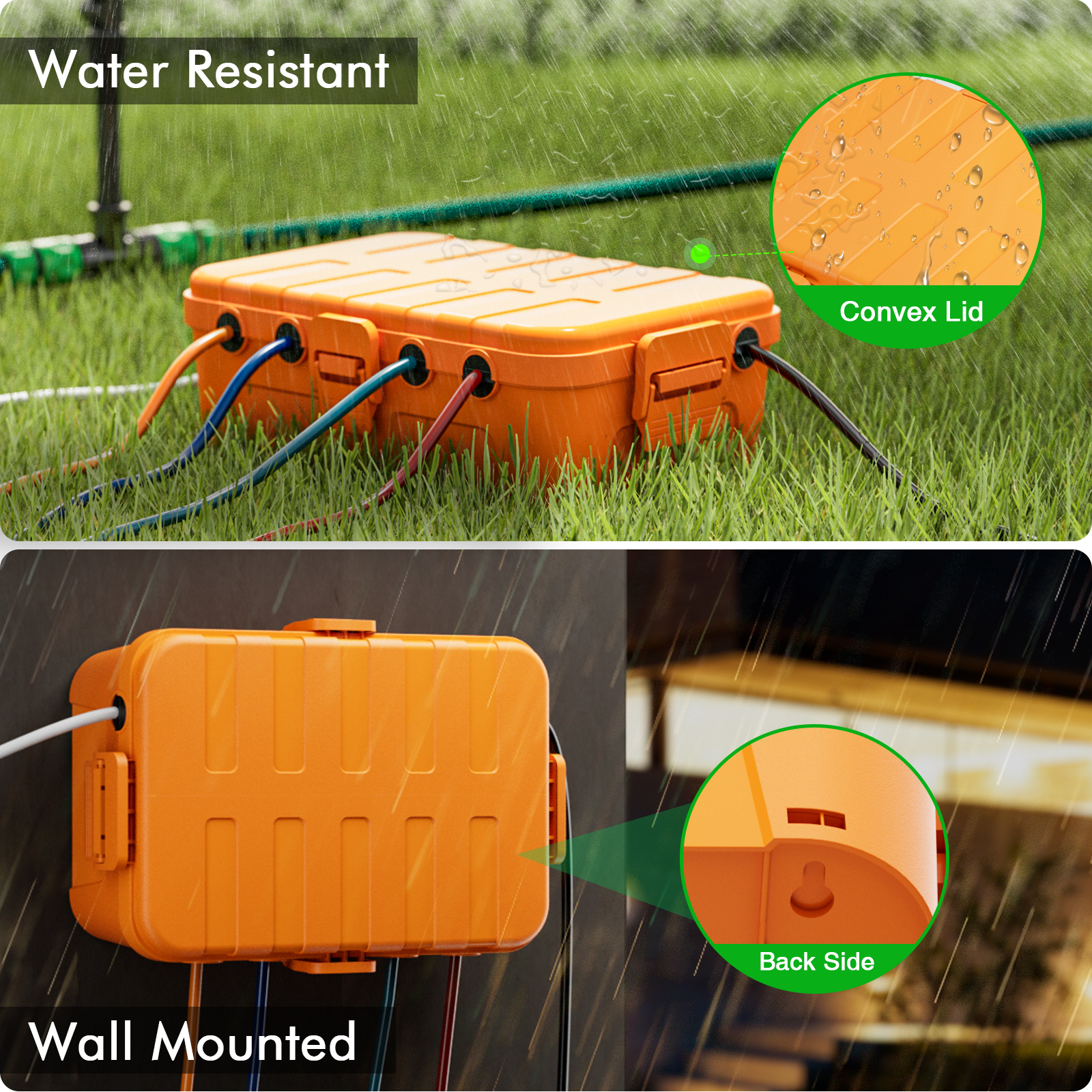 Outdoor Power Strip With Cover - Duża zewnętrzna skrzynka elektryczna IP54, wodoodporna