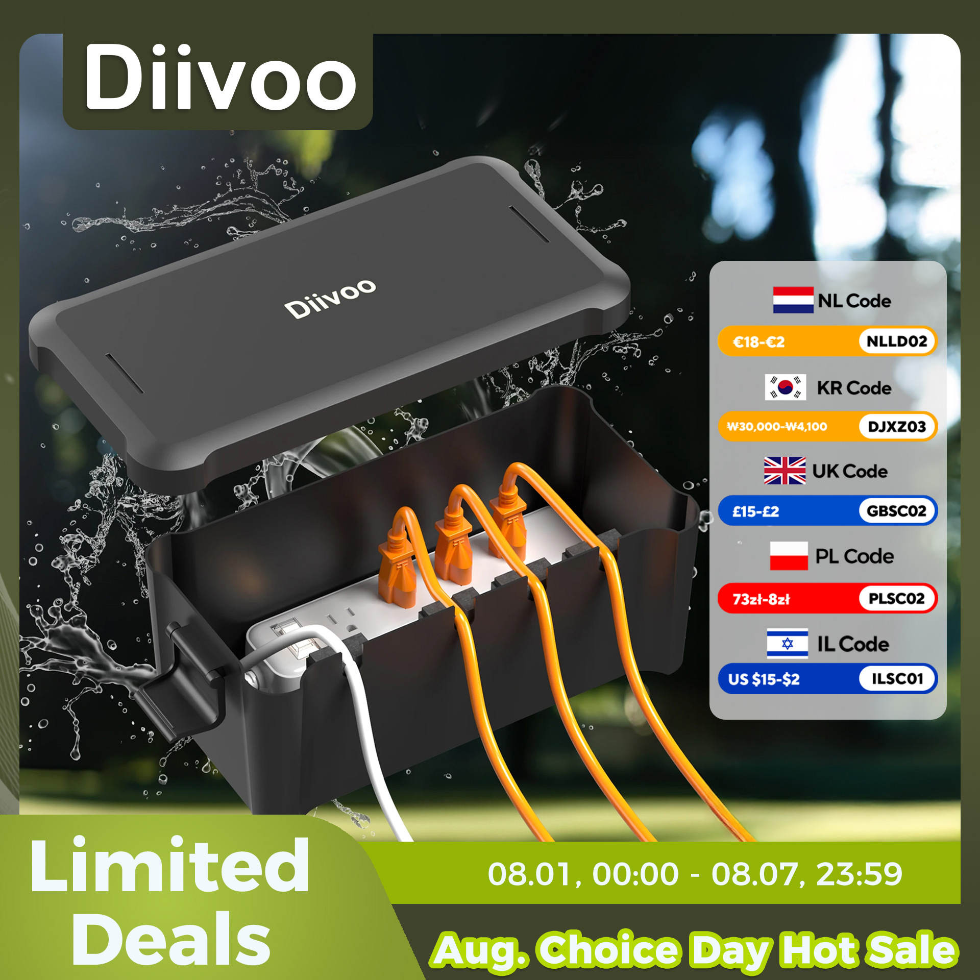 Outdoor Power Timer - Diivoo Zewnętrzna wodoodporna skrzynka elektryczna Zewnętrzna