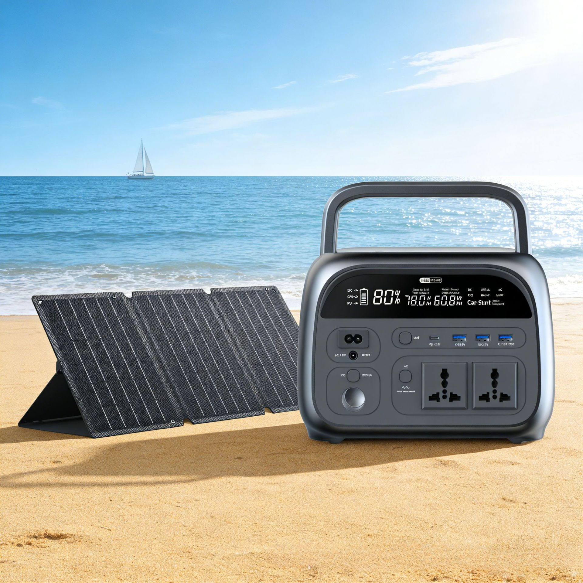 Outdoor Power Generator - Przenośna, zewnętrzna bateria energii słonecznej 300W,
