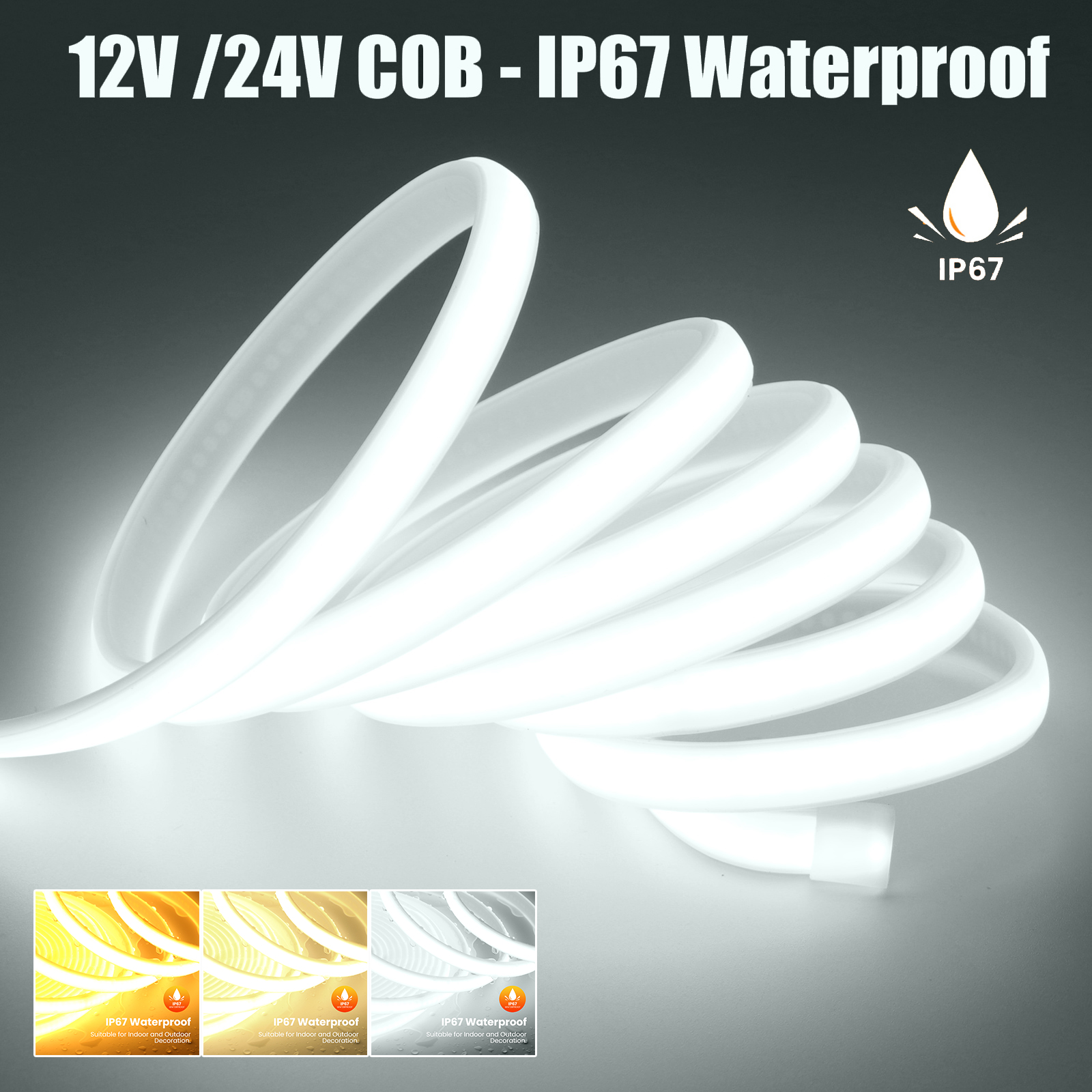 Outdoor Power Strip Weatherproof - Taśma LED COB DC12V 24V z