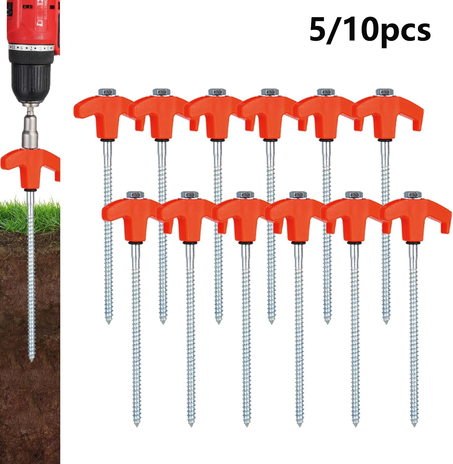 Outdoor Power Stake - 5/10 szt. Wkręcane szpilki do namiotu,