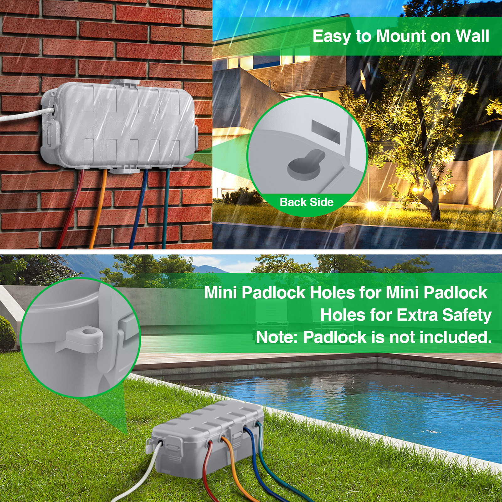 Outdoor Power Strip With Cover - Wodoodporna osłona przedłużacza IP54, średnia, odporna