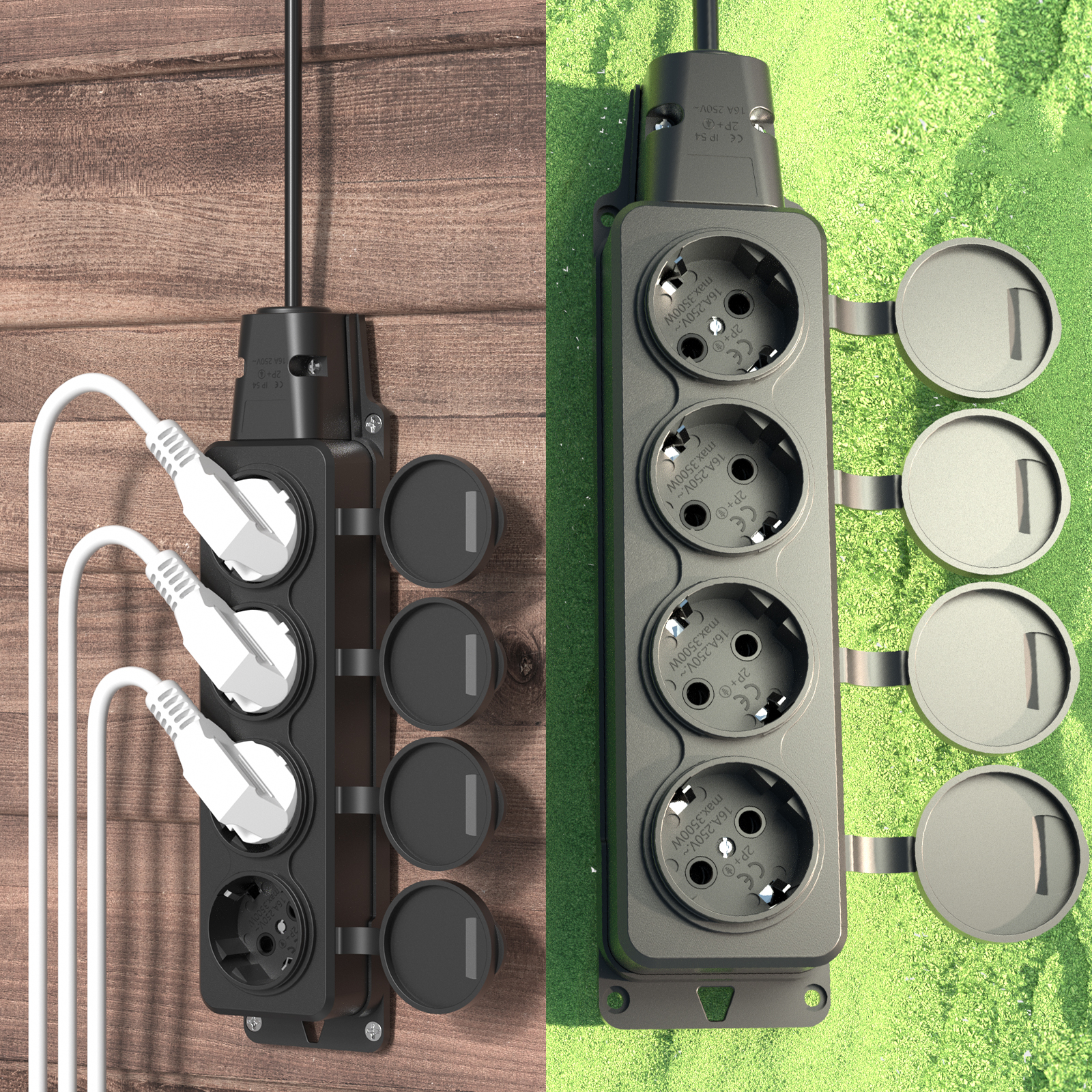 2 szt. Gniazdo zewnętrzne UE W – Outdoor Power Strip With Cover recenzja i cena