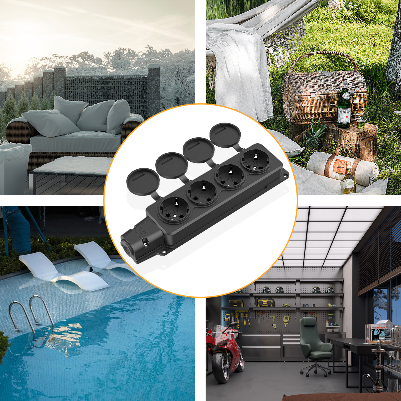2 szt. Gniazdo zewnętrzne UE W – Outdoor Power Strip With Cover recenzja i cena