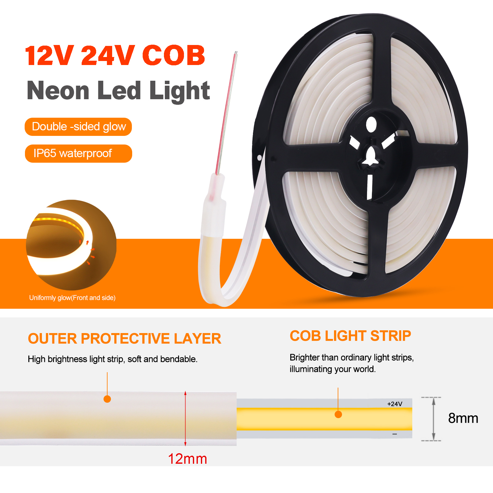 Taśma LED COB 12V 24V o wysoki – Outdoor Power Strip Weatherproof recenzja i cena